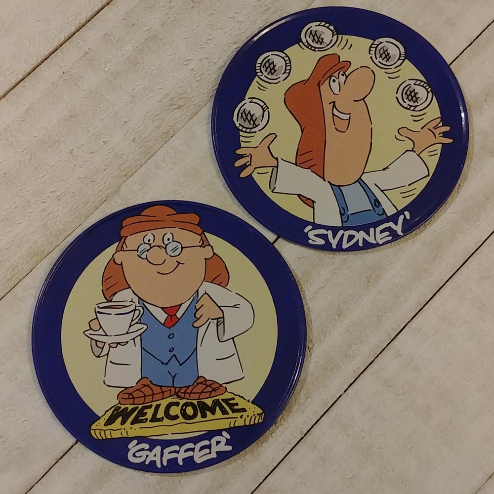 🎉2/$16 Vintage Tetley Tea Coasters Gaffer and Sydney From England
